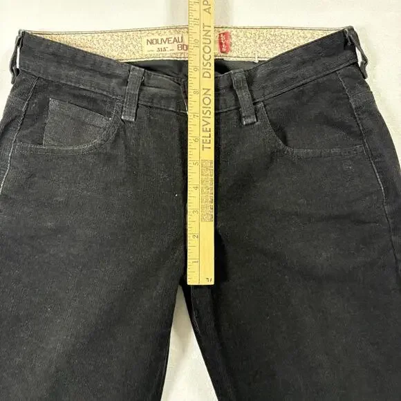 Levi’s 515 Boot Cut Pants Womens 28x29 Black Corduroy Y2K Retro Flare Stitch - Picture 6 of 8